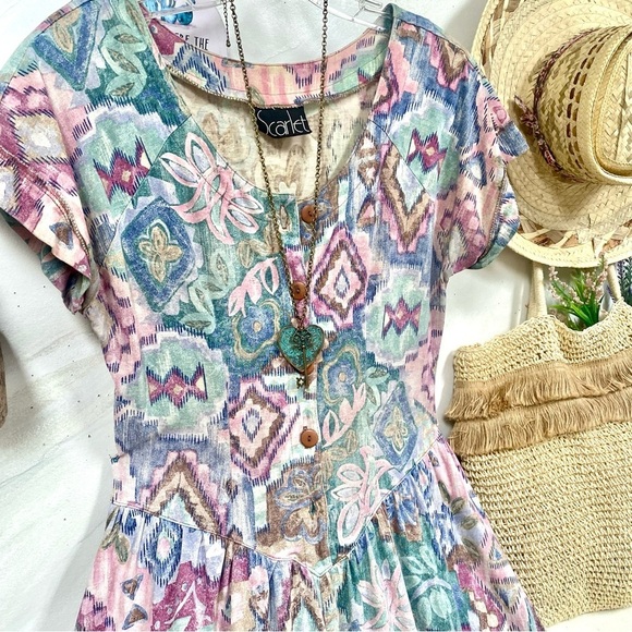 Stunning western Aztec native vibe vintage boho dress w country feel - Picture 8 of 16